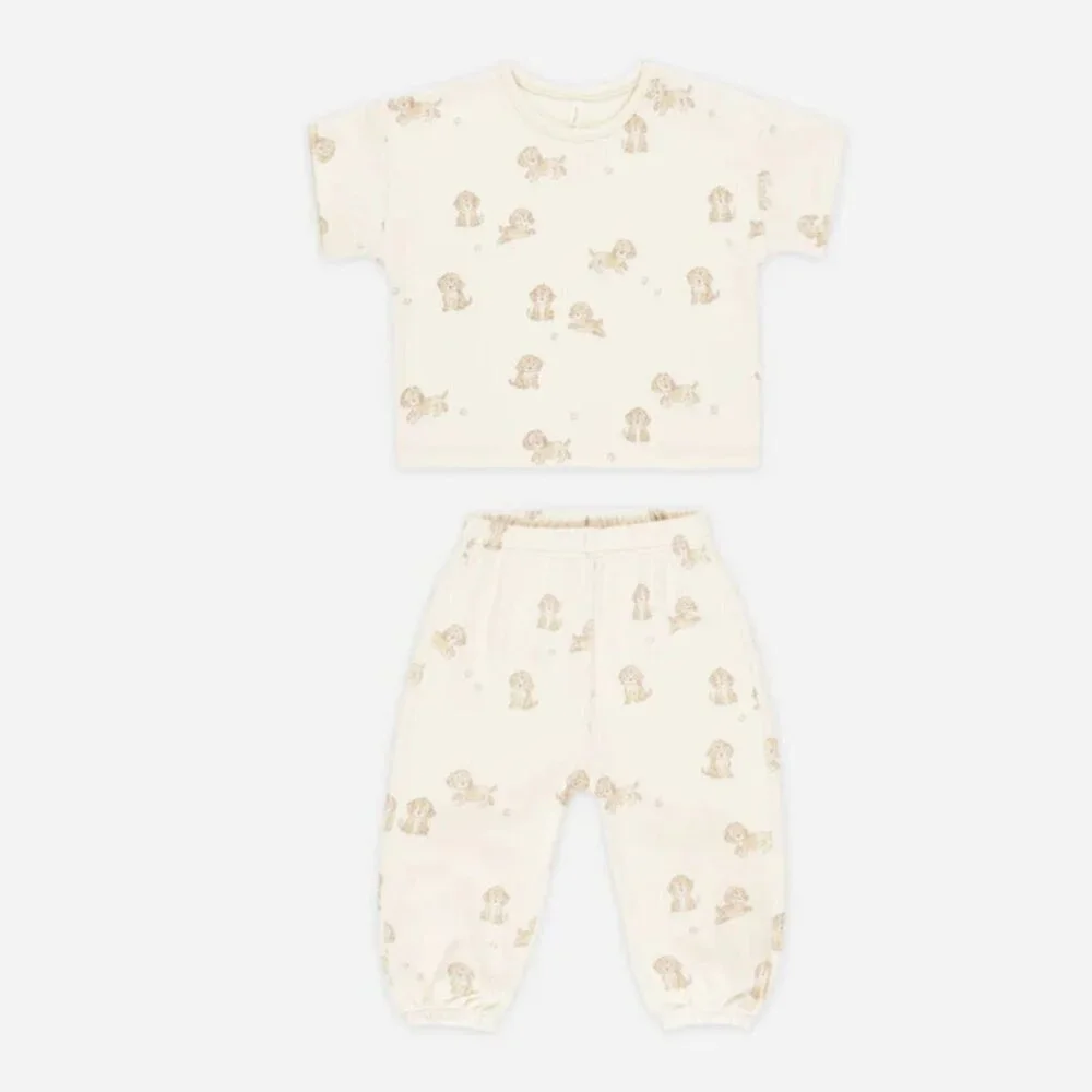 NWT - Quincy Mae Puppies Tee + Pants ORGANIC Set​​​